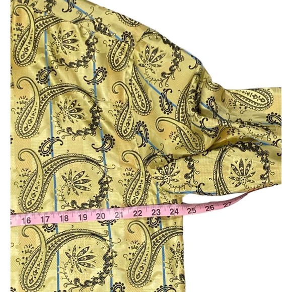 Manzini Mens Size X-Large Gold Paisley Button Down Dress Shirt Long Sleeve - Picture 8 of 9